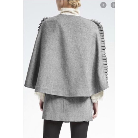 BANANA REPUBLIC X OLIVIA PALERMO Herringbone Ruffle Cape Academia Wool Blend XS - Picture 2 of 16